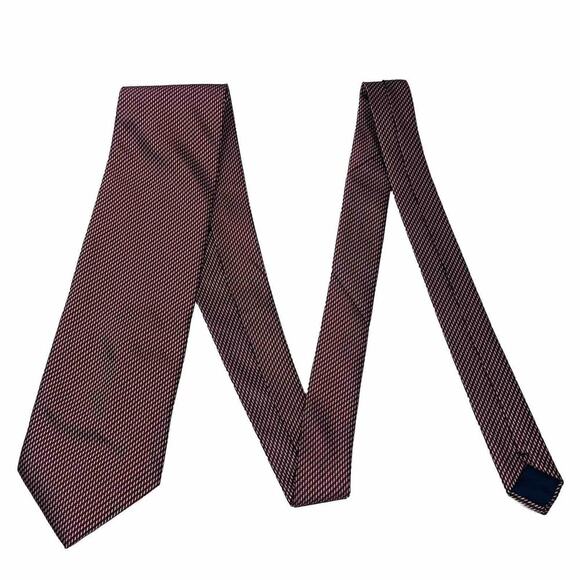 Ermenegildo zegna Silk Tie Necktie Red White Woven Geometric Italy - Picture 4 of 7